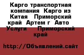 Карго транспортная компания. Карго из Китая - Приморский край, Артем г. Авто » Услуги   . Приморский край